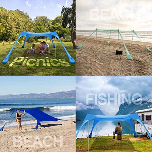 Buheco Beach Tent Pop Up Shade 10X10Ft Beach Canopy Sun Shelter Upf50+ With 4 Foldable Poles-Portable Carrying Bag-Sand Shovel-Ground Pegs-Windproof Ropes For Outdoor Family Camping-Fishing- Picnic #TOP5