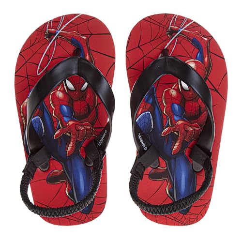 Josmo SpiderMan Flip Flop Sandal Water Shoes - Beach Slides SlipOn Quick Dry Thong FlipFlops Sandals for Boys - Red (11-12 Little Kid)