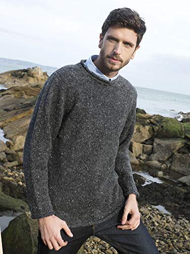 Aran Crafts Men's Irish Cable Knitted Curl Neck Sweater (100% Donegal Wool)2