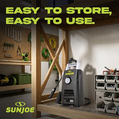 Image of Sun Joe Electric Pressure Washer with Powerful Motor for Cars /Fences /Patios /All Uses, Safety First GFCI Power Cord, Adjustable Spray Wand & Total Stop System, 20-Foot Hose, Black, SPX205E-XT