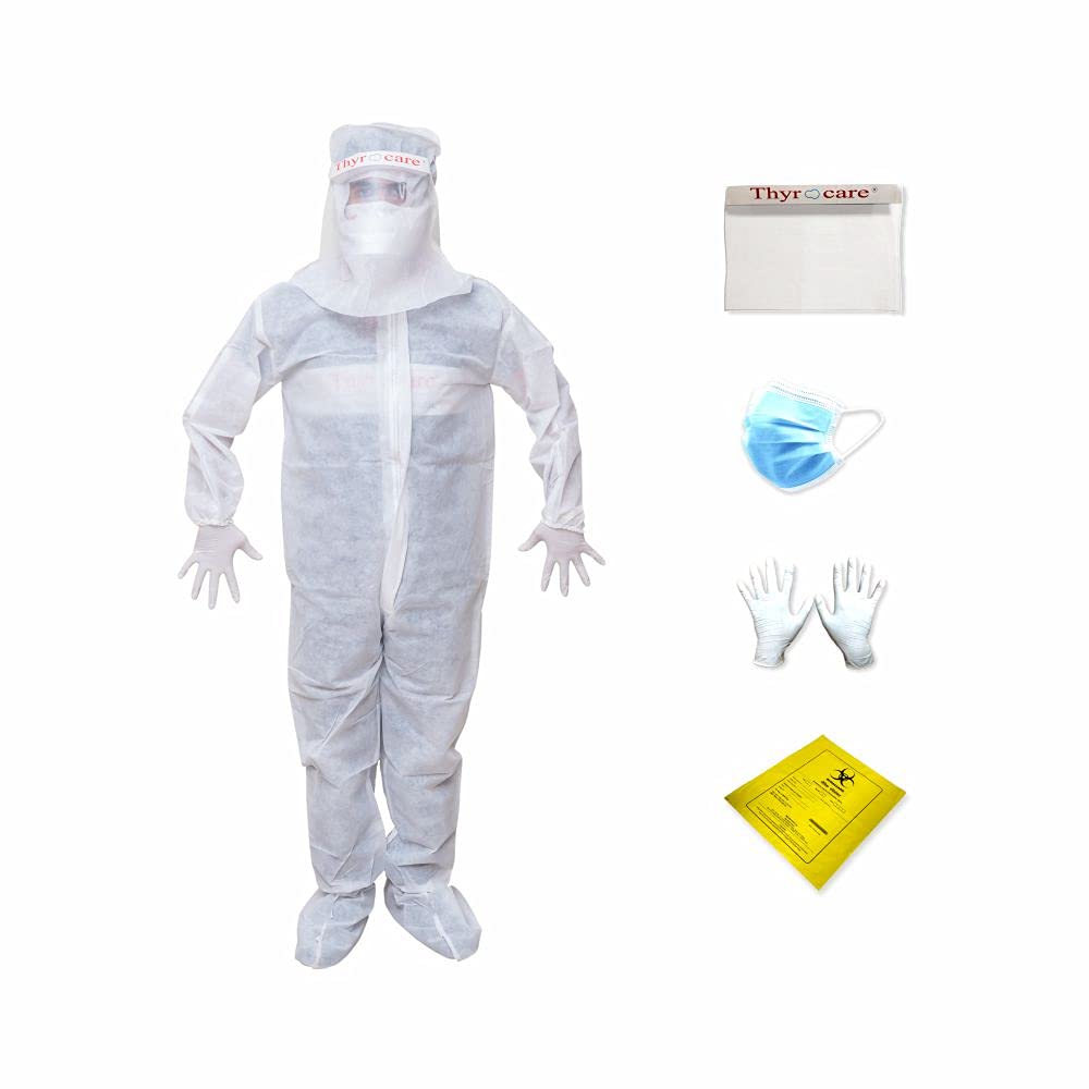 Thyrocare Technologies Limited Full Body Protection Disposable Ppe Kit, Light Weight, Comfortable Fit, Breathable, Easy To Wear - White (B09478YMR4) Amazon Price History, Amazon Price Tracker