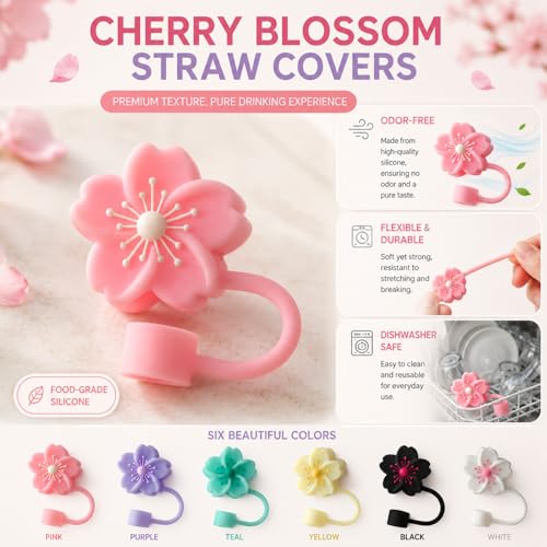 Image of BTYHAOS Straw Covers, Dust Proof Straw Toppers Fit Stanley 30 40oz Tumbler | Reusable Food-Grade Silicone Straw Covers Cap for Most 10mm Reusable Straw