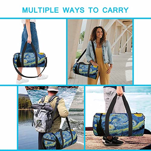 Aoyego Starry Night Travel Duffle Bag Van Gogh Farmhouse Sky Moon Classic Arts Overnight Bag For Men Women Weekender Bag For Traveling Sports Tote Gym Bag #TOP4