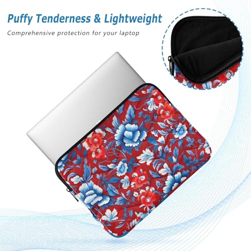 Funda para portátil 13-14 pulgadas con flores azules y rojas miniatura 5