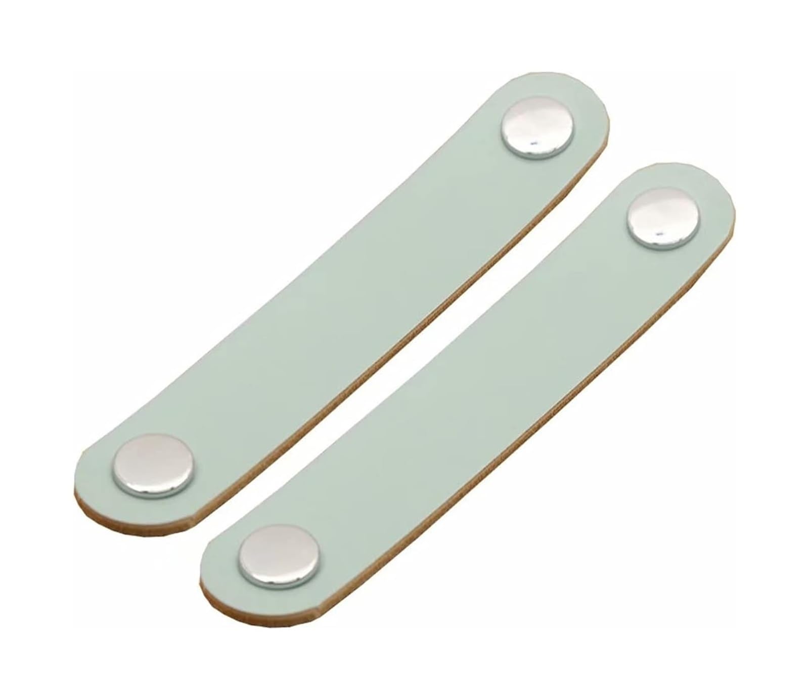 Opeximatun Light Blue Leather Drawer Handles, Leather Furniture Handles 2 Pcs Multicolor Multiple Sizes(,Hole Distance 96Mm)