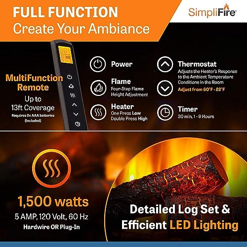 SimpliFire 25-Inch Built-in Electric Fireplace (SF-INS25)