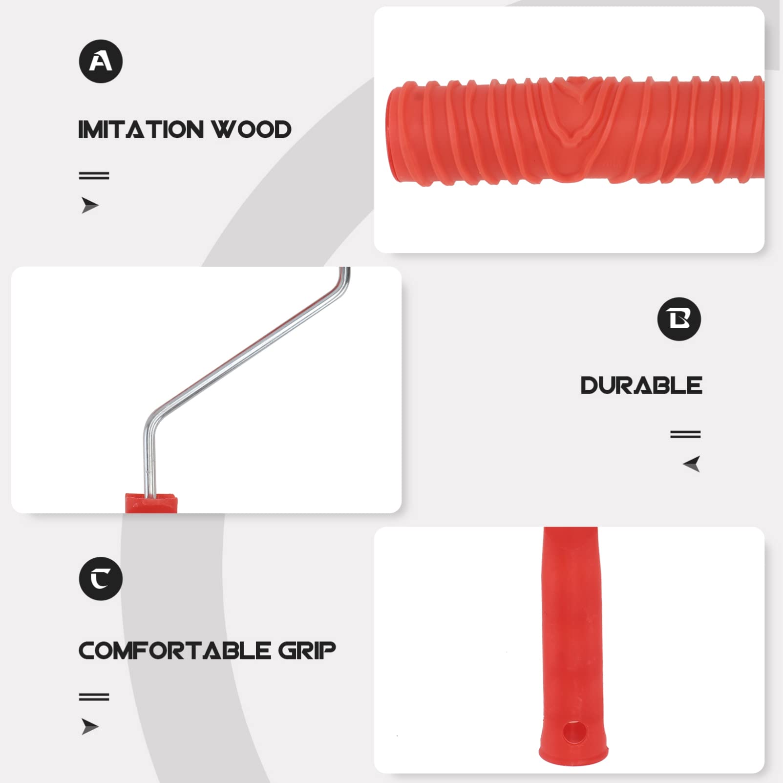 Rullo per pittura testurizzato da 17,8 cm con impugnatura facile da impugnare, ideale per fai da te, rullo per pittura resistente per pareti strutturate, perfetto per un'applicazione liscia