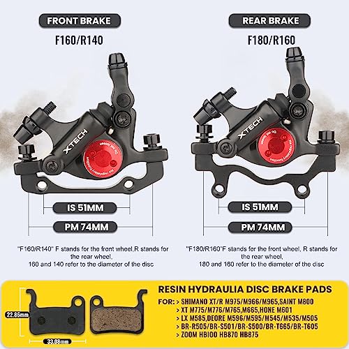 Hydraulic Disc Brake Calipers, HB-100 Line Pulling Bike Disc Brake Caliper Set Front and Rear,for MTB Bike E-bike, Folding Bike - Image 2