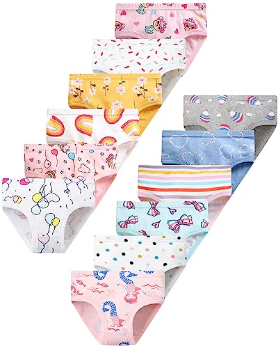 Domee Mädchen Unterhosen Slips Baumwolle Unterwäsche 12er-Pack Bunte...