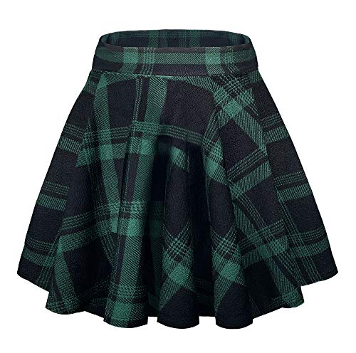 Damen Casual A Linie Hoch Taille Mini Rock Elegante Pull On Elastische Skater Kurz Röcke(M, 18)
