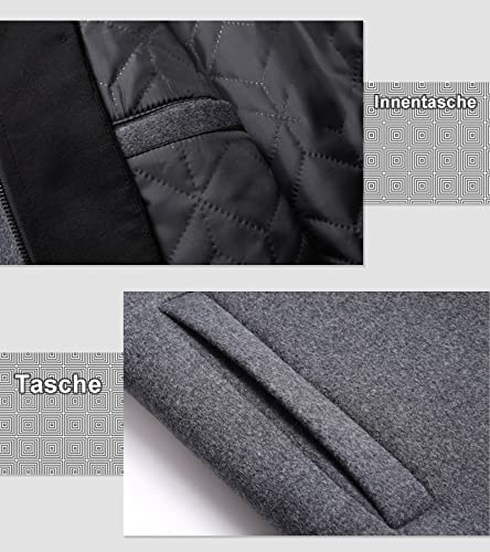 Luckyone Abrigo de Lana para Hombre 2 en 1 Invierno Trinchera Abrigos Slim Fit Outerwear Color Sólido Business cálido de trabajo de manga larga - imagen 7