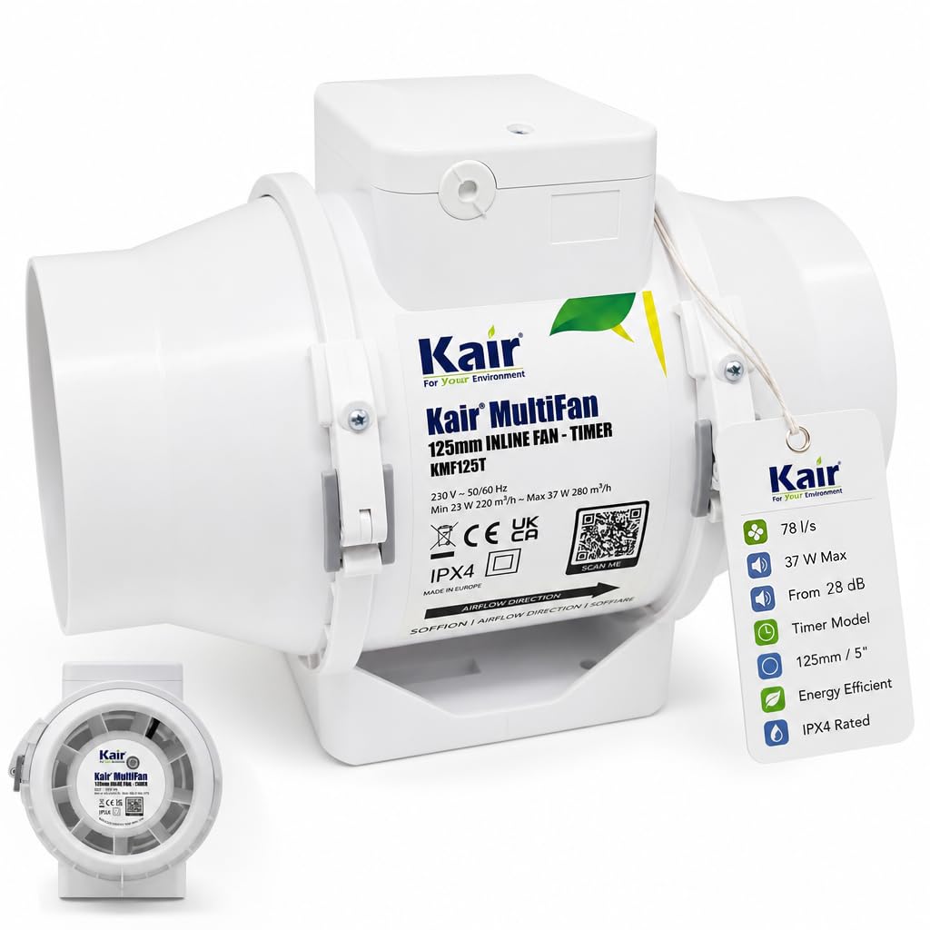 Kair MultiFan Inline-Ventilator 125mm mit Timer