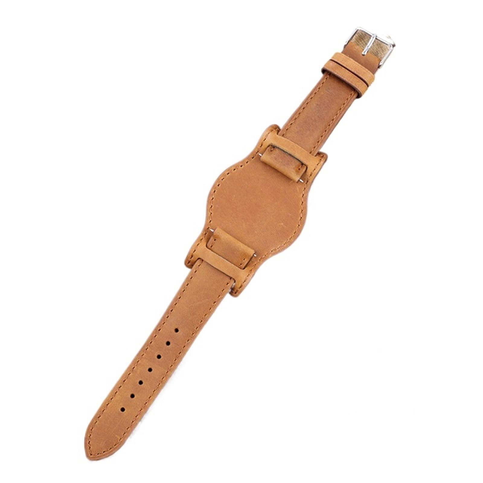 Uhrenarmband aus echtem Leder, 16–22 mm, braunes Crazy Horse-Rindsleder, mit Ablage