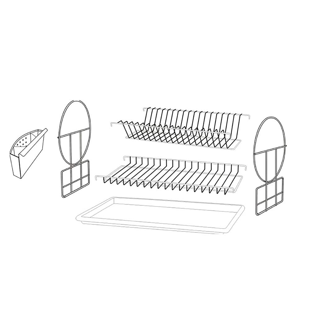 Égouttoir à vaisselle en acier inoxydable avec plateau d'égouttement amovible – Égouttoir à vaisselle pour comptoir de cuisine peu encombrant (42 x 19 cm) – Organiseur de cuisine durable et élégant