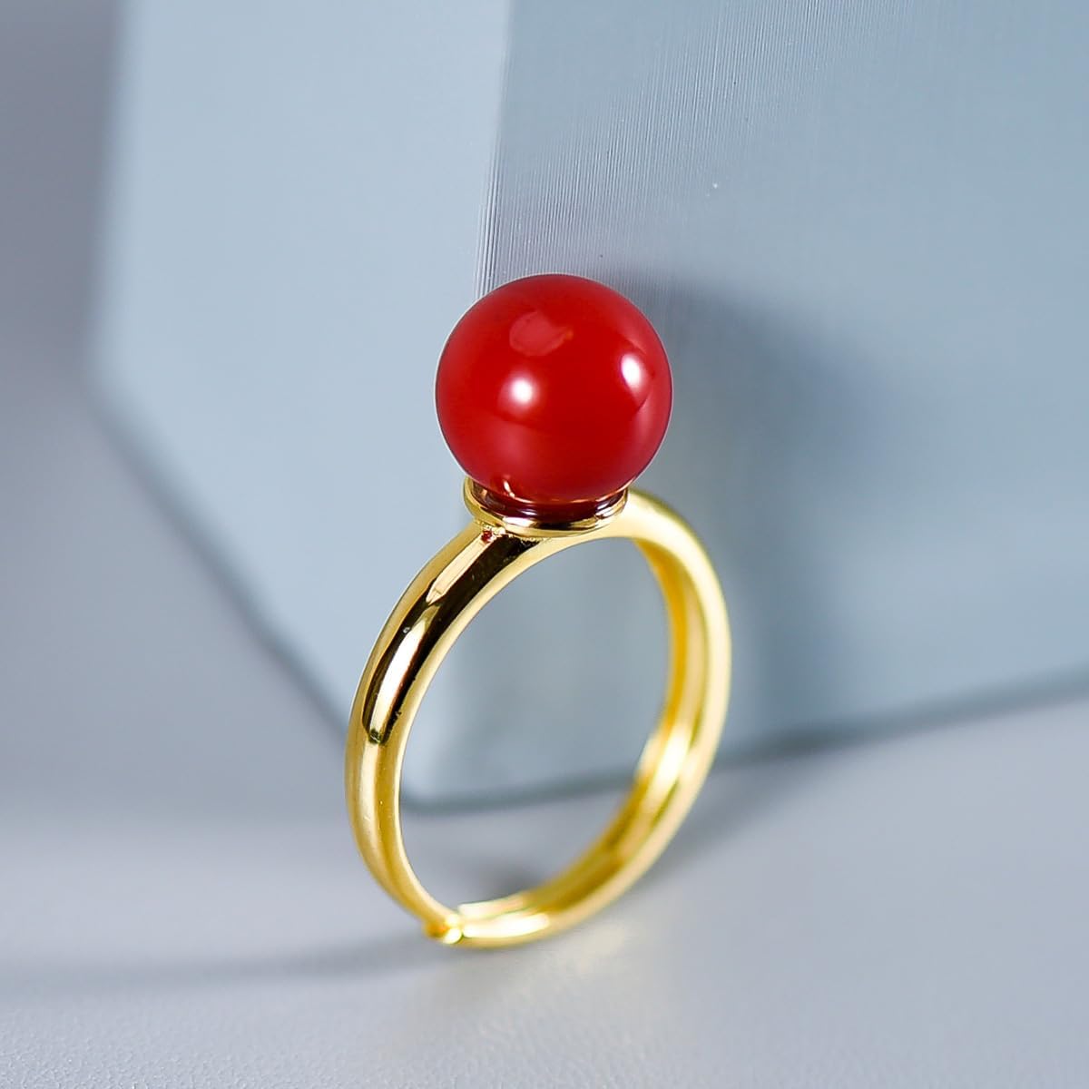 925 Sterling Silver Shell Pearl Bead Ring for Women Ladies Adjustable Expandable Round Ball Wedding Statement Finger Rings Comfort Fit Simple Elegant Engagement Birthday Jewelry Gift
