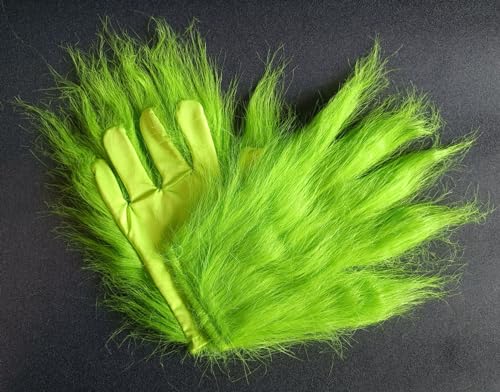 image for Fisemira Funny Green Gloves, Furry Hand Gloves Adults and Kids Playful