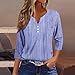 Fall Tops for Women 2025 Loose Fit Dressy Trendy V Neck Henley Shirts 3/4 Sleeve Tunic T-Shirt Cute Aesthetic Ladies Clothes Lightweight Retro Novelty Blouse Plus Size Casual Cotton Tee Summer