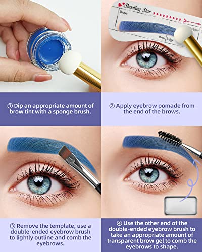 Naseny Blue Eyebrow Stamp Stencil Kit,Eyebrow Soap Eyebrow Pomade Setting Gel With Amino Acid Eyelash Shampoo For Lash Extensions #TOP3