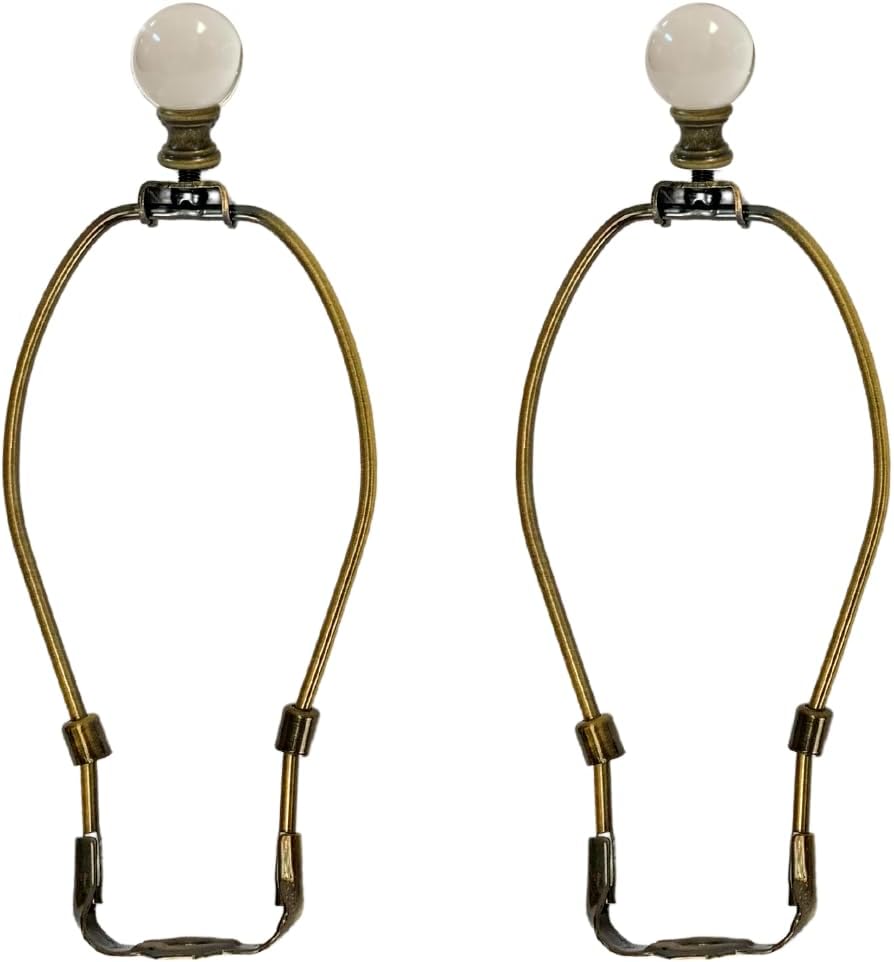 Royal Designs, Inc. HF-5001-8AB-2 Heavy Duty Lamp Harp and Crystal Finial Kit 8 inch, Antique Brass, 2-Pack