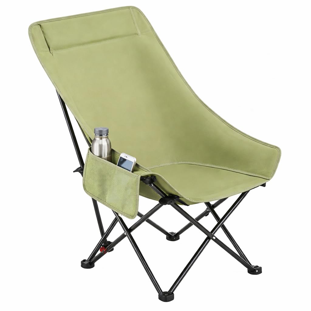 Lyrovo Portable Folding Camping Chair High Back | 90 to 145 Degree Adjustable Compact Lightweight | Foldable Chair for Camping, Beach, Picnic & Balcony