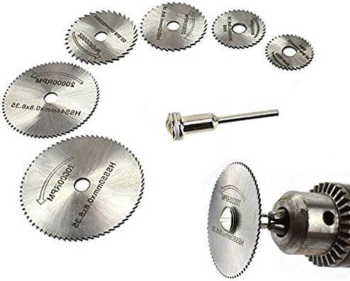 Vientiane Daire testere bıçağı seti, 6 adet döner alet el daire testeresi, 3,2 mm çubuklu, mini delikli kesme diskleri, ahşap, plastik, bakır, alüminyum ve ince sac için kesme diskleri - Görsel 1