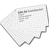  Karteikarten 500 Stück A6 weiß kariert