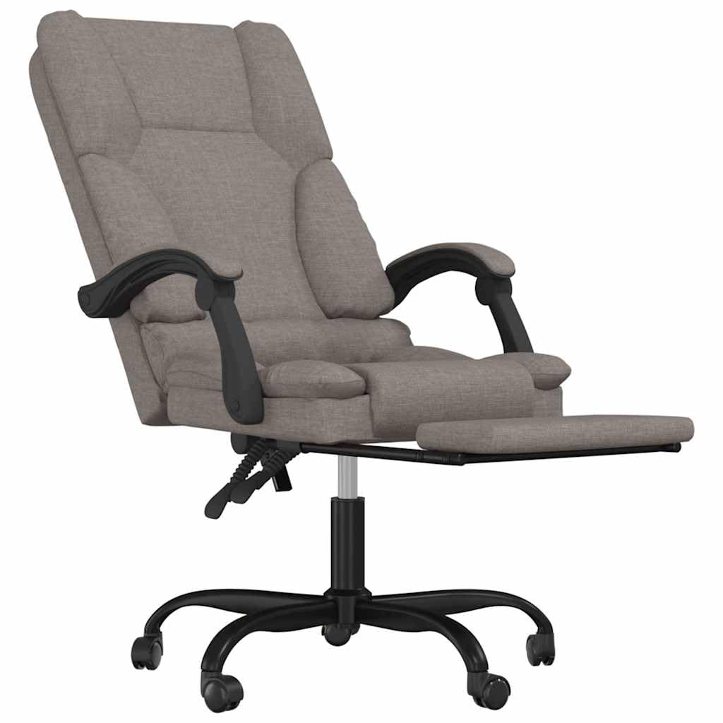 Krzesło biurowe z funkcją masażu, regulowane oparcie i wysokość, oddychający materiał taupe, ergonomiczne krzesło obrotowe z kółkami, podparcie okolic lędźwiowych