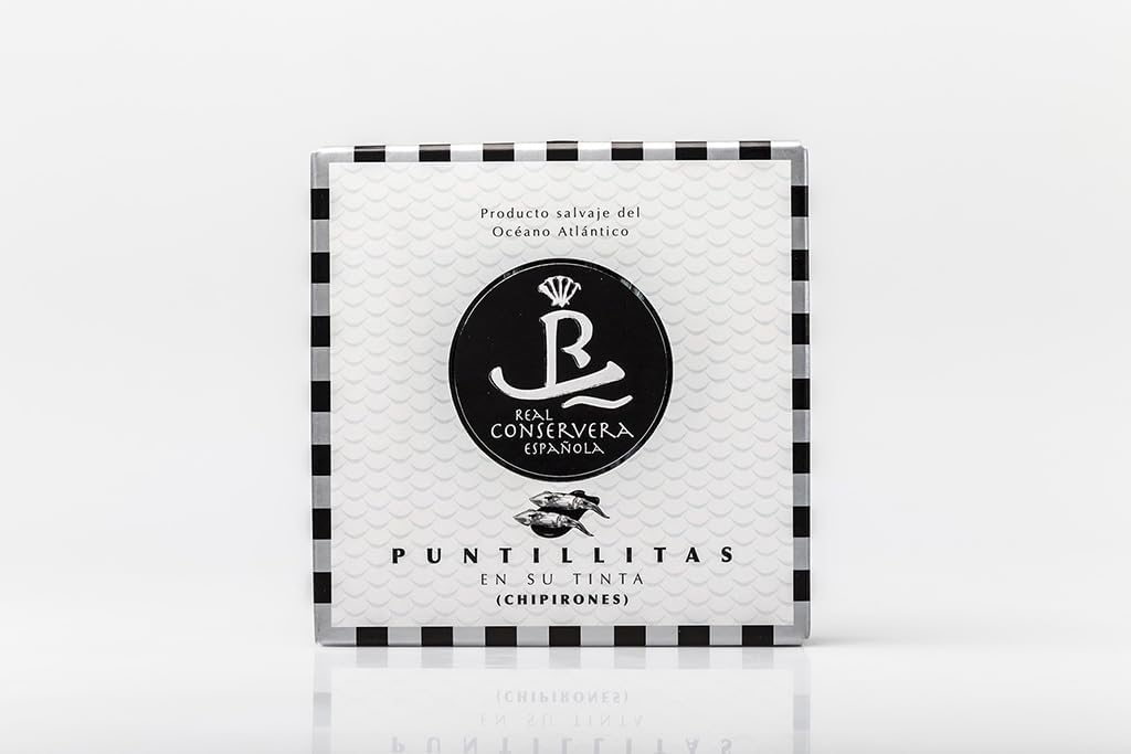 Real Conservera Española. Very Small Squids in Ink. Puntillas. 110g (3.88oz). Pack of 4.