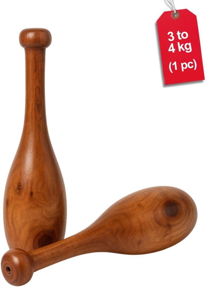 KNK Thoppai Mugdar Fitness Bar – Traditional Indian Wooden Club for Core Strength & Balance