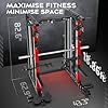 pooboo Multi-Functional Machine Power Cage, 2000LB Squat Rack, LAT-Pull Down System, Dual Pulley Cable Crossover System, Home Gym Workout Machine with Strength Training Attachments