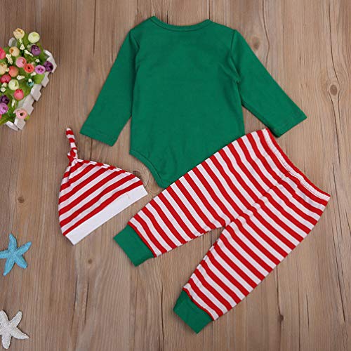 Amosfun 3 Stks Kerst Baby Outfit Set Xmas Gestreepte Bodysuit Jumpsuit Met Hoed Eerste Xms Kerst Pasgeboren Baby Jongen Meisje Kerst Romper 100 - Afbeelding 6
