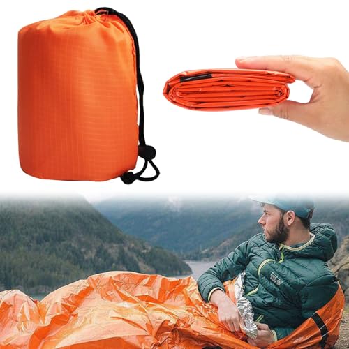 Sacco a Pelo d'Emergenza, Coperta di Sopravvivenza Riutilizzabile, Coperta di Isolamento Termica di Emergenza, Coperta di Isolamento Termico di Primo Soccorso per Campeggio Outdoor Viaggiare Trekking