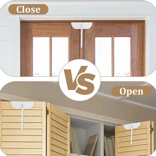 Cerradura para Puerta Plegable de Aleación de Aluminio para Clóset y Entrada Infantil – Manija Doble, Instalación Sin Taladro, Puerta Plegable que Ahorra Espacio miniatura 4