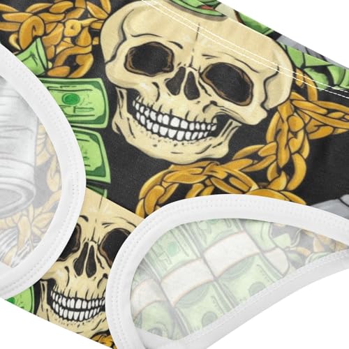 Beige Skulls Banknote Black Toddler Girls Underwear 2t Cotton Panties for Girl Pattern Briefs Kids Undies4
