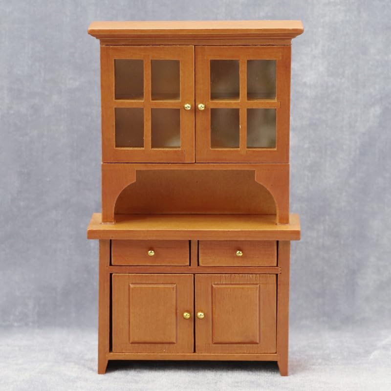 AirAds Dollhouse 1:12 Scale Miniature Furnitures Classic Brown Bookcase Display Shelf Wood Hutch Cabinet