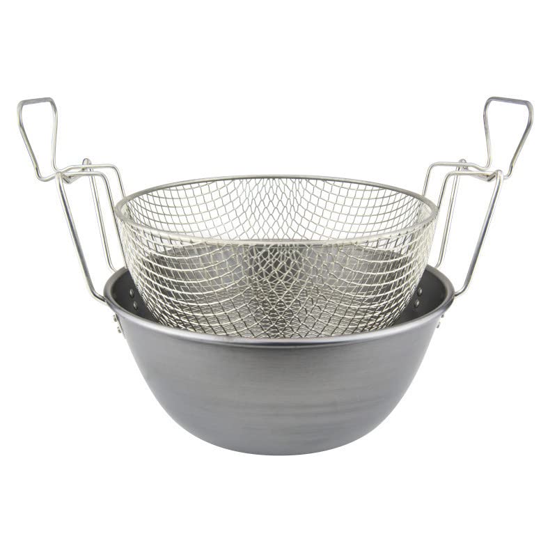 Friteuse en fer brossé avec panier 36