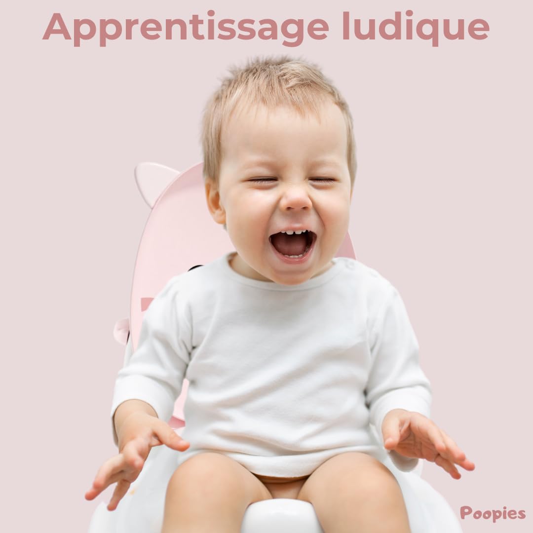 Pot bébé toilette Chat | Vrai bruit de chasse d'eau | Apprentissage proprété | Toilette enfant | Animaux (Rose)