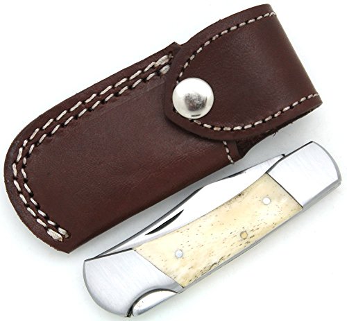 Wild Turkey Handmade Collection Folding Knife w/Leather Sheath Hunting Razor Sharp Blade