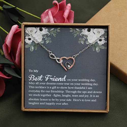 OKEYCH BestFriend Gift to Bride, To My Best Friend On Her Wedding Day Necklace, Bride Gift From Maid of Honor, Wedding Present2