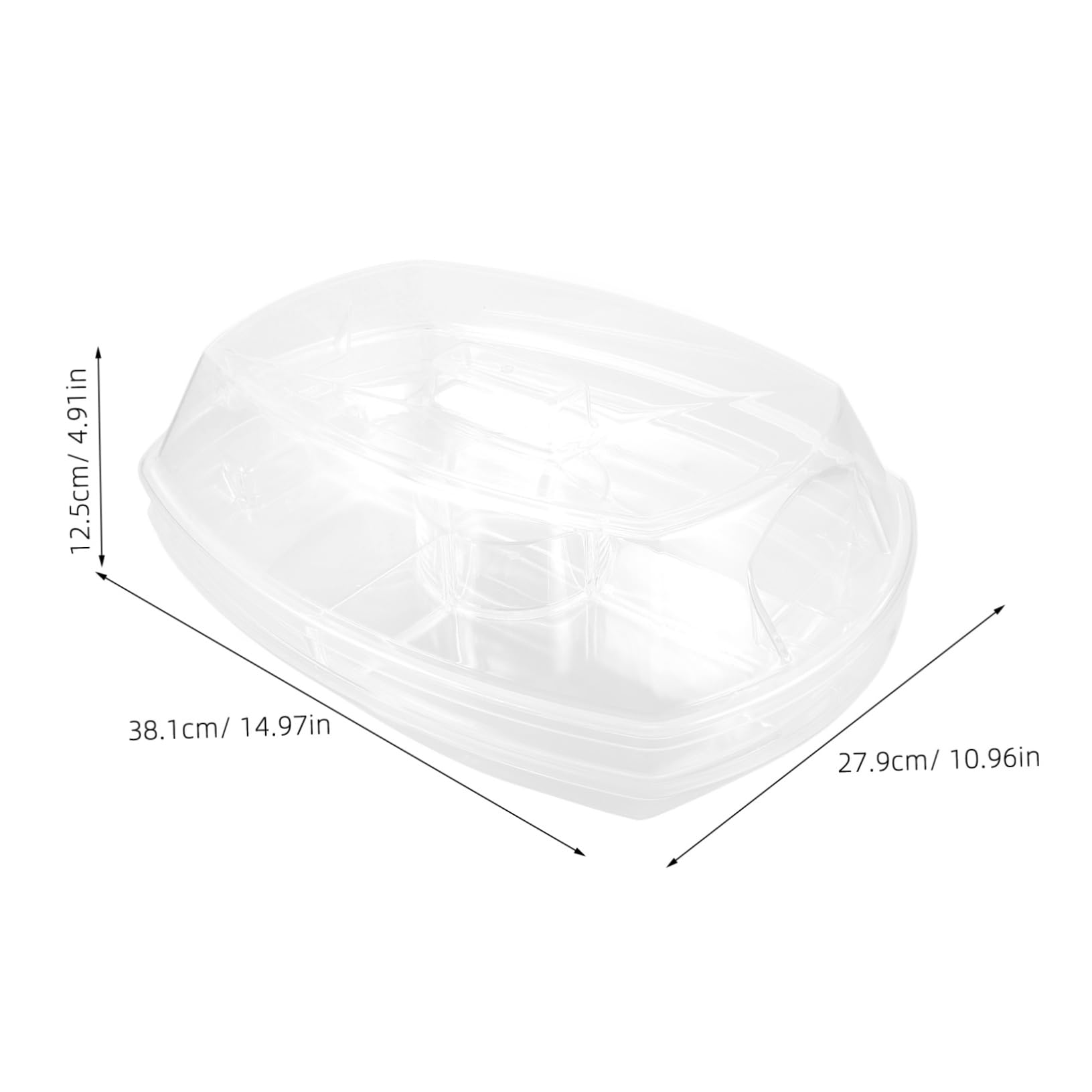 ULTECHNOVO 1 Set Fruit Tray with Lid Divided Ice Chilled Serving Tray for Parties Multi Compartment Fruit Platter Stylish and Sturdy Design for Entertaining and Snack Organization