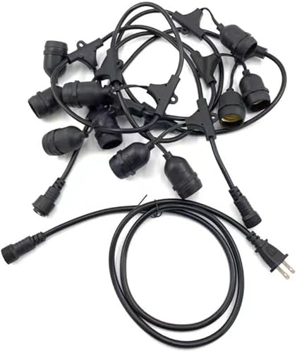 Miniatura 5 de Tira de luces LED para patio al aire libre de 25 pies. Tira a prueba de agua IP65 con 12 bombillas inastillables. Luces de Navidad resistentes con