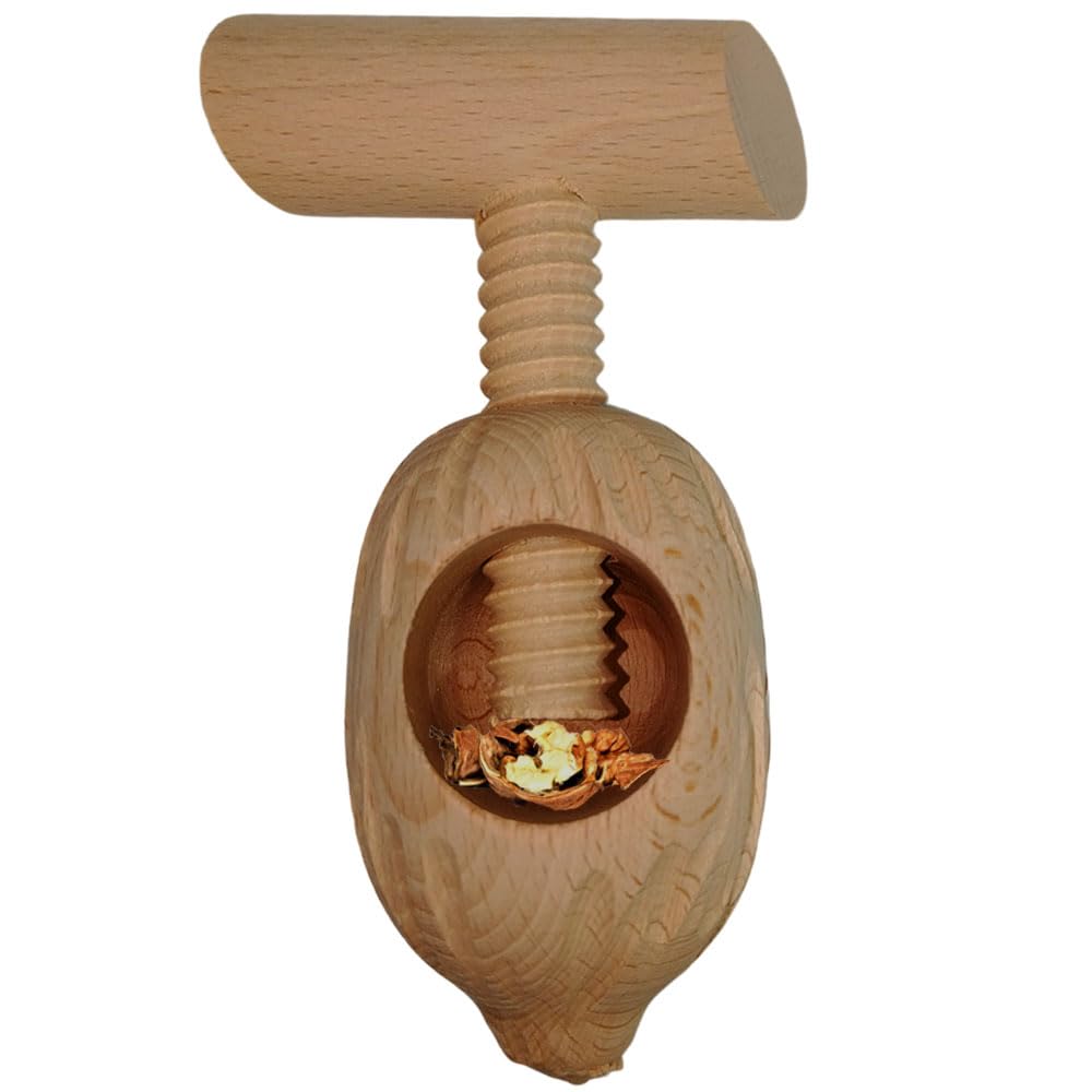Schiaccianoci a Vite in Legno di faggio schiaccia Noci nocciole a Fungo ghianda rompinoci da Cucina casa (Ovale)