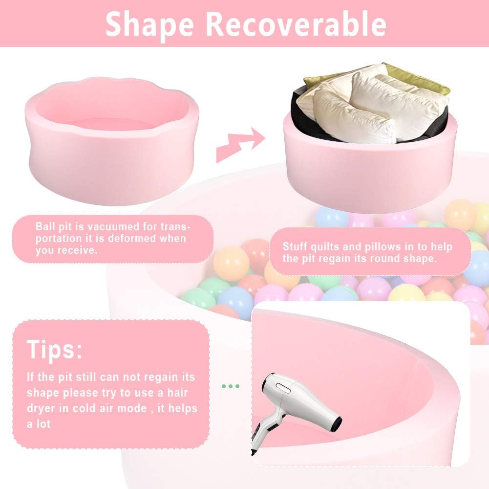 TRENDBOX Memory Foam Sponge Indoor Round Ball Pit (NO Balls) for Toddler Children (Light Pink)