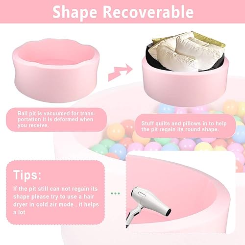 Miniatura 5 de TRENDBOX Piscina de Espuma de Memoria Esponja Redonda para Interior (SIN Bolas) para Niños Pequeños (Rosa Claro)