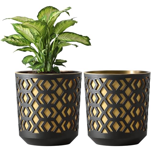 KONZEPT Blumentopf Set 2 Stück – 25 cm Durchmesser, große Übertöpfe aus Kunststoff für Zimmerpflanzen ideal für Wohnzimmer, Küche und Balkon