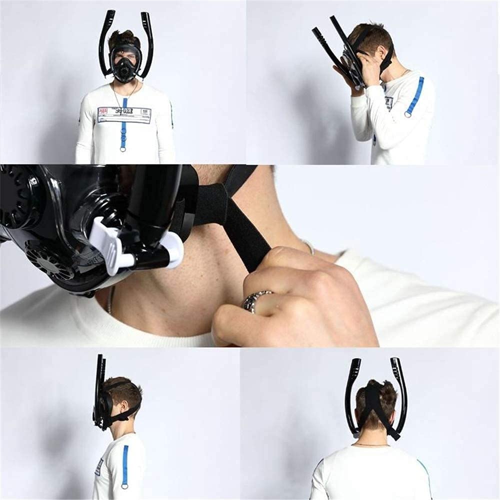 MRKU Masque de plongée intégral avec Tuba et Tuba antibuée, Masque de plongée sous-Marine à Double Tube, Lunettes de Respiration avec Support de caméra pour la plongée en apnée