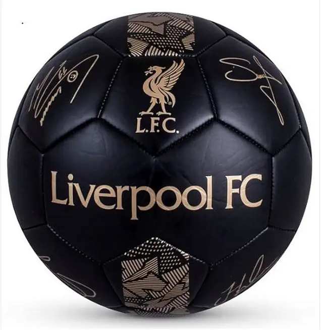 Liverpool FC Phantom Signature Team Merchandise Football Soccer Ball Black/Gold
