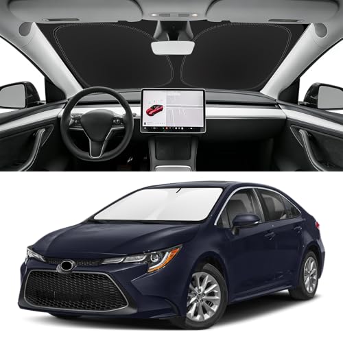 Image of Custom Fit Windshield Sun Shade for Toyota Corolla 2020-2026 | Blocks UV Rays and Sun Heat, Helps Reduce Interior Temperature, Protects Dashboard from Fading, Folds Easily for Storage