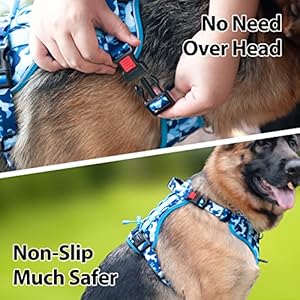 PHOEPET No Pull Tactical Dog Harness,Service Dog Vest with Molle & Loop Panels,Easy Control with Handle for Medium Dogs(Ocean Blue,M)
