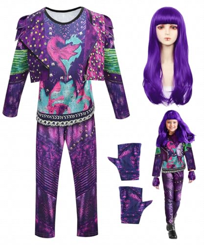 COYBTO Rise of Red Costume Red Costume with Jacket Shirt Pants Wig Dress Up for Girls Gift Girls Dress Costumes Fancy Dress for Halloween Carnival World Book Day